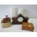 Mixed to include a mantle clock, clock parts, music box etc.