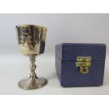 Birmingham Sterling silver goblet with inscription to the front, total weight 183 grams.