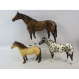 Large Beswick Race horse model no 1564 (11" tall) plus Appaloosa and dun horses which both have