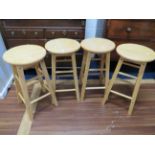Quartet of Blondewood bar or kitchen stools .. Each in great condition. See photos. S2