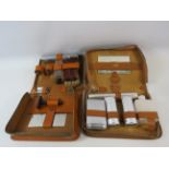2 leather cased vintage mens grooming sets.