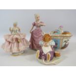Mixed Ceramics lot to include a Dresden lace figurine and A Brambly hedge Royal doulton figurine