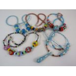 5 Artisan handmade glass and beaded necklaces some with 925 silver clasps.