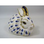 Royal Crown Derby paperweight Rabbit with gold stopper.