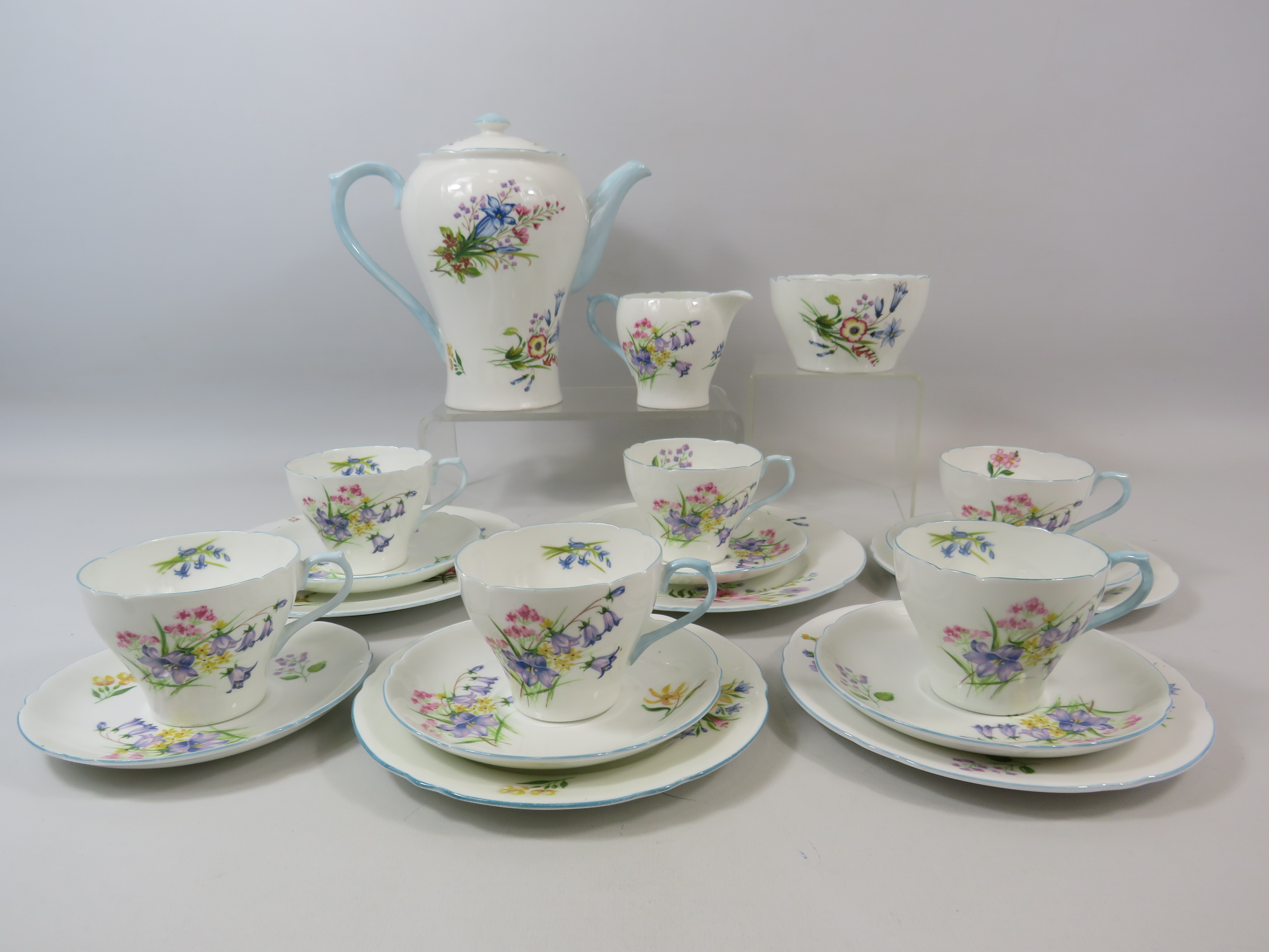 Shelley Blue floral coffee set 20 pieces in total.