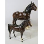 2 Beswick horse figurines, Shire model no 818 and Arab Xayal.