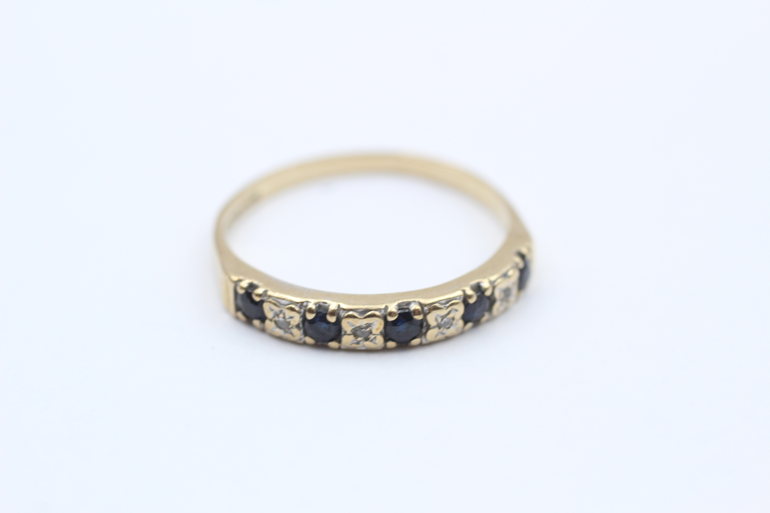 9ct Gold Sapphire & Diamond Nine Stone Dress Ring