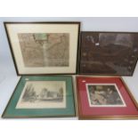 Two old framed antique reproduction maps of Essex plus others. See photos.