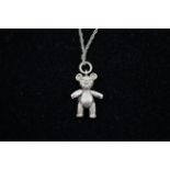 2 X .925 Articulated Teddy Bear Pendant Necklaces