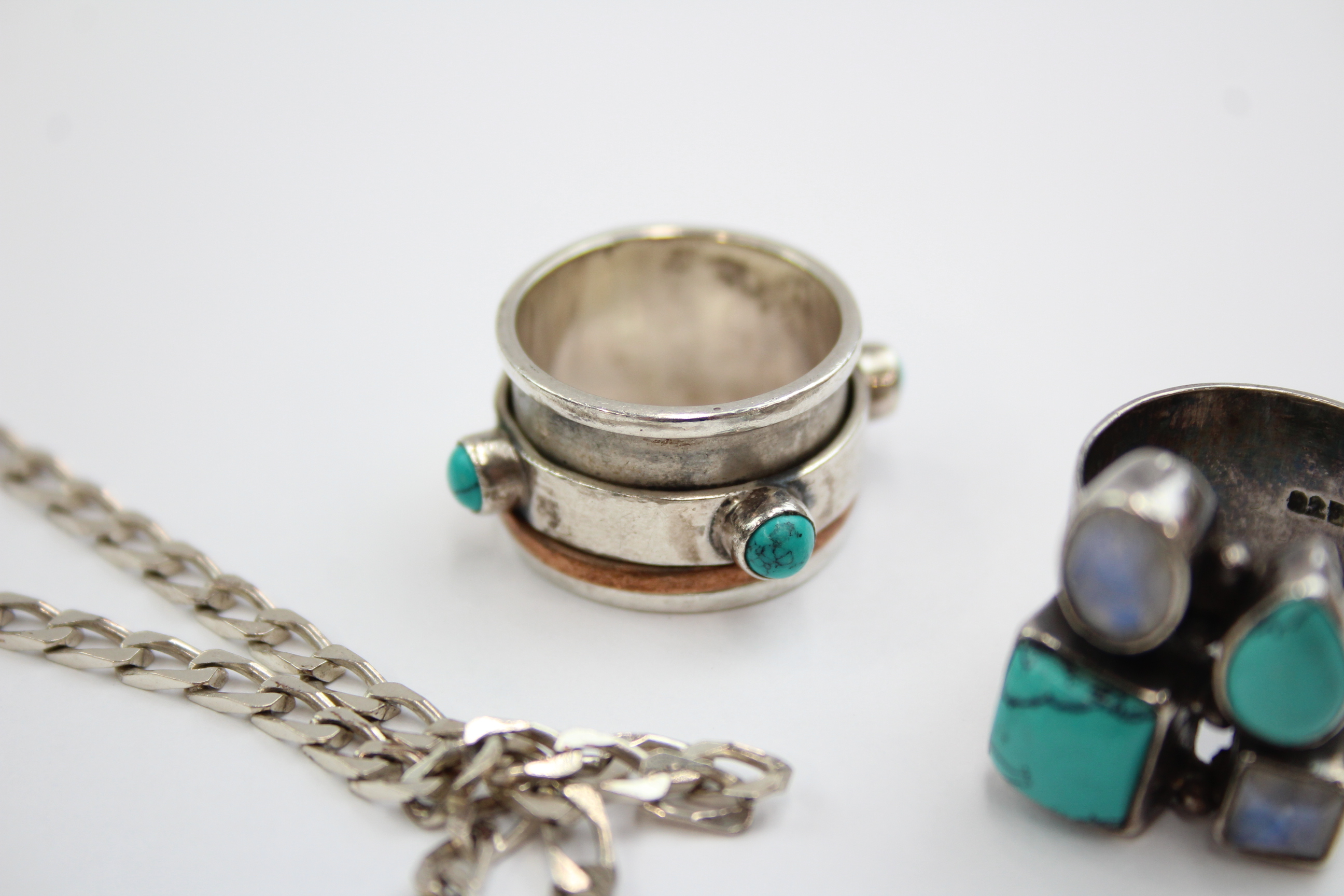 Two Silver Rings And A Silver Pendant Necklace, - Image 3 of 5