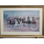 Two, Large framed and mounted under glass Lithographs by Fredric Remington (1861-1909) 'A Dash for t