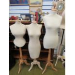 Three dress display dummies built for Victorian and Edwardian ladies costumes. All height adjustab