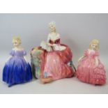 3 Royal Doulton Figurines Penelope, Rose and Marie.