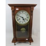 Lincoln 31 Day mechanical chiming wall clock in working order with key. 21 inches tall. See photos.