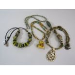 4 Artisan handmade glass and beaded necklaces some with 925 silver clasps.