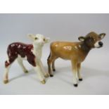 2 Rare Beswick Calves, Jersey calf and Hereford Calf.