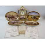 Bradex Davenport ceramic clock Golden Harvest limited edition and 4 seasons plates. With certs.