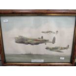 Framed print of the Battle of Britain flight over the City of Lincoln. See photos.