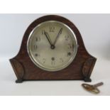 British Anvil wooden chiming mantle clock in running order.