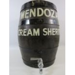 Large Mendoza cream sherry oak cast barrel which stands approx 15" tall.