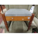 Handy sized footstool with upholstered top. H:18 inches. See photos. S2PA1158
