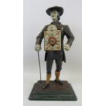 A Spelter figural clock for spares or repair, approx 15.5" tall.