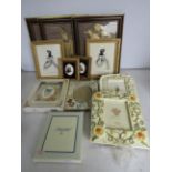 Selection of framed pictures including sillohettes etc.