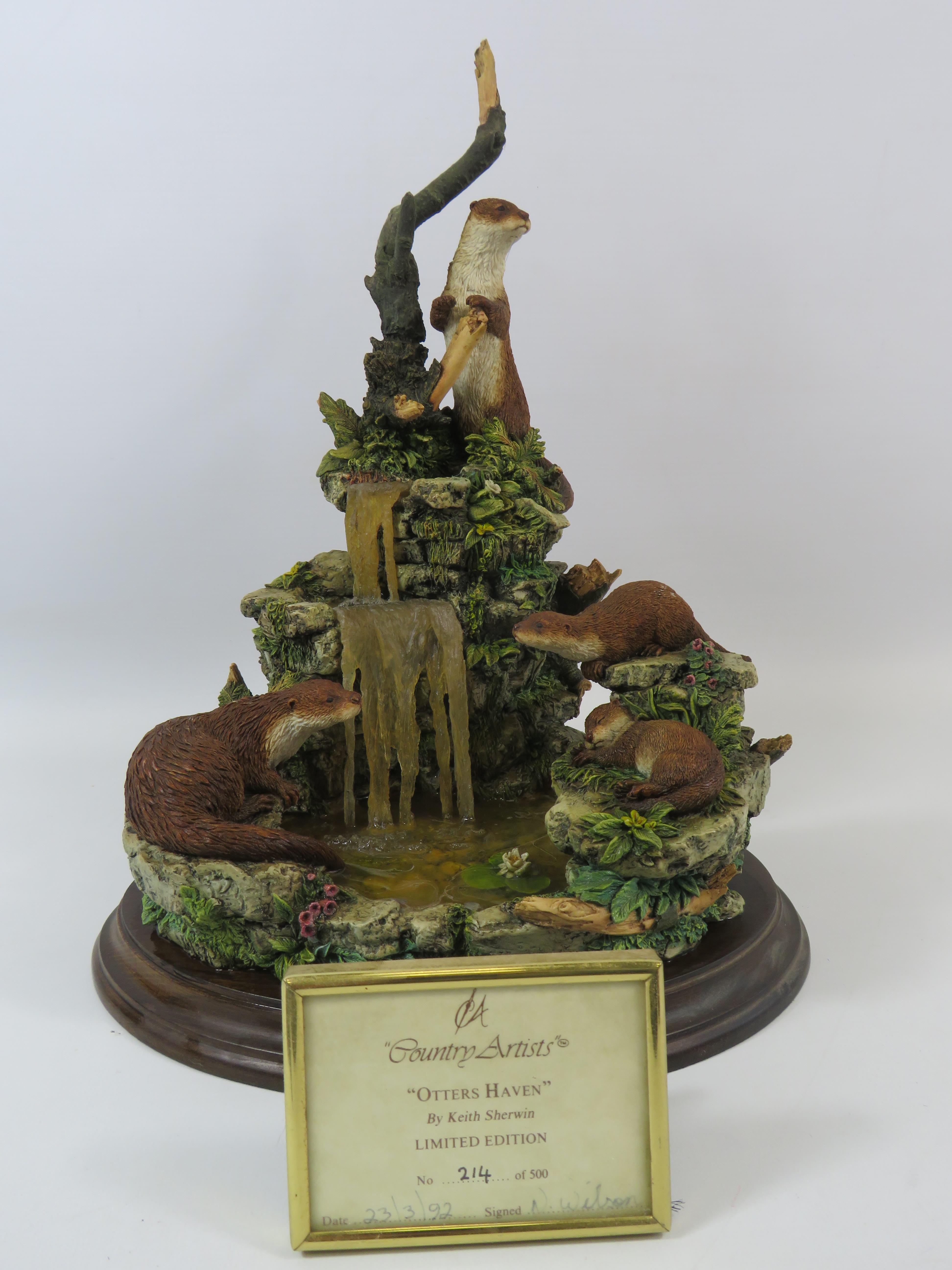 Country Artists "Otter Haven" Limted edition sculpture. 13.5" tall.