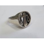 925 Sterling Silver Zodiac ring , Libra, Hallmarked for London 1974. See photos.PA363