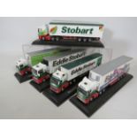 Six Eddie Stobart trucks on plinths.1:76 Scale