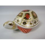 Royal Crown Derby paperweight Tortoise with silver stopper.