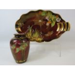 Devon Fieldings Slyvan lustre vase plus a Carltonware Rouge royale dish.