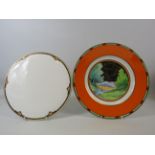 Royal Worcester 250th Anniversary Blue Lagoon plate plus a Spode cake plate.