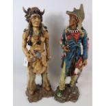 Pair of large resin Native American Figures, each 24 Inches tall. See photos.