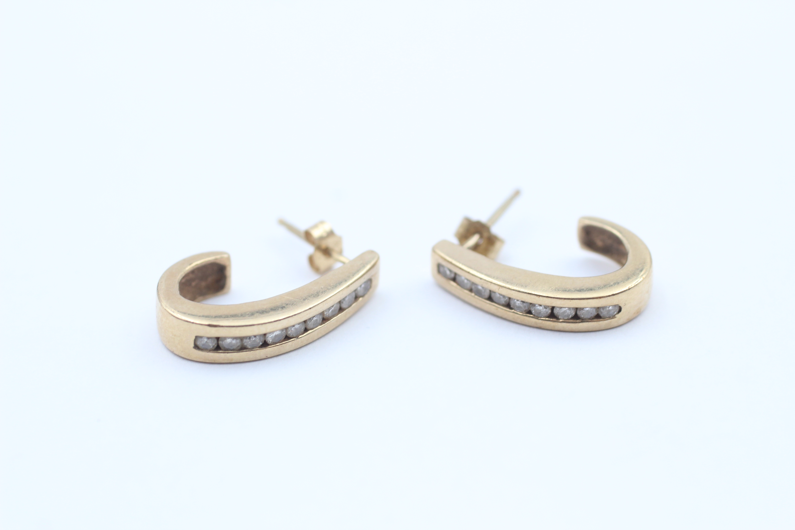 9ct Gold Diamond Half-Hoop Earrings