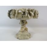 Marble centre piece pedastal bowl, comes in 3 pieces, decorated with grapes & leaves. 10" tall and