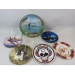 6 Various collectors plates, Coalport fishing plate. Dambusters, Caverwall etc.