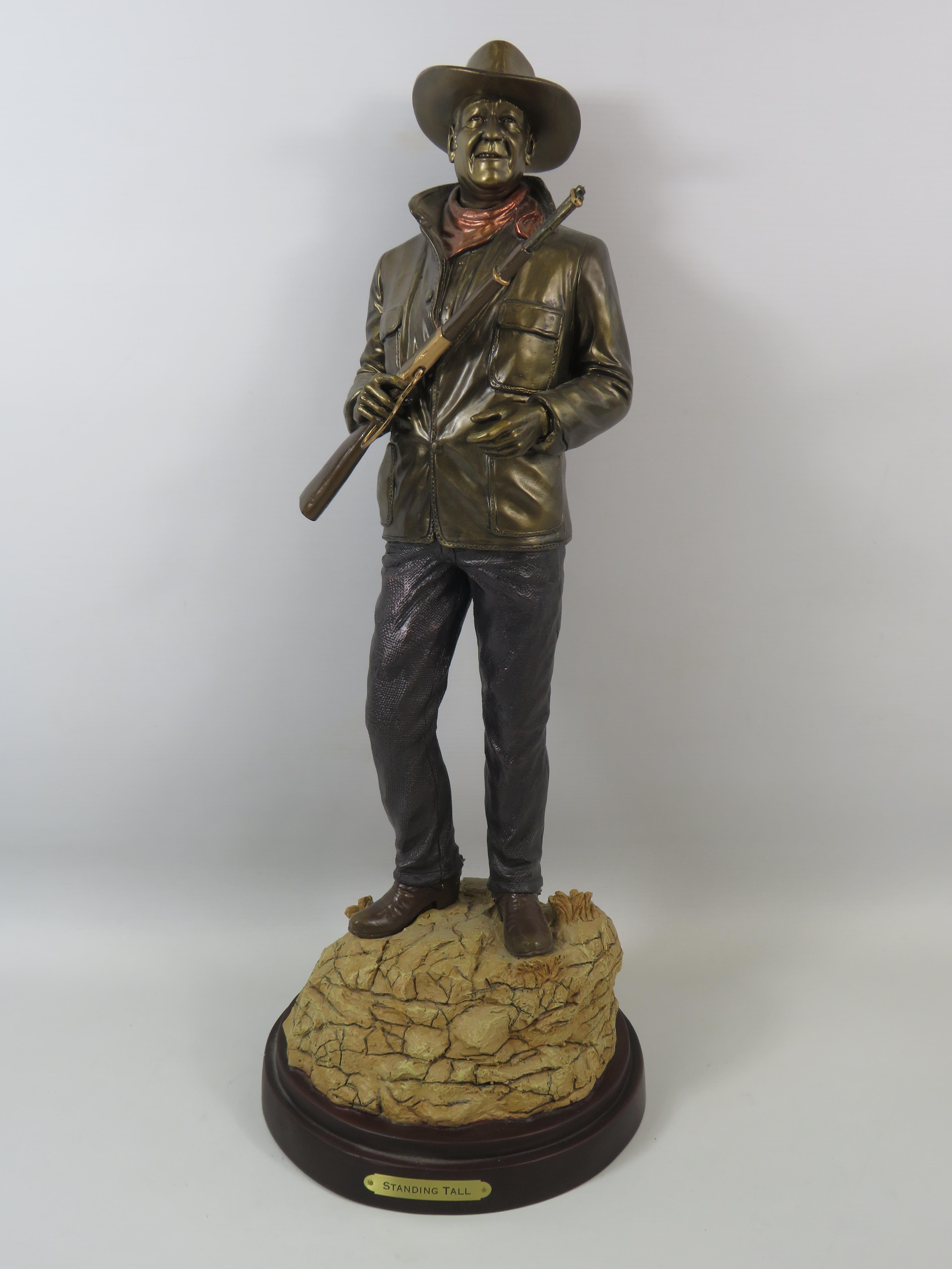 The Braford Exchange Cold cast Bronze Sculpture of John Wayne "Standing Tall" A0607. Approx 21"