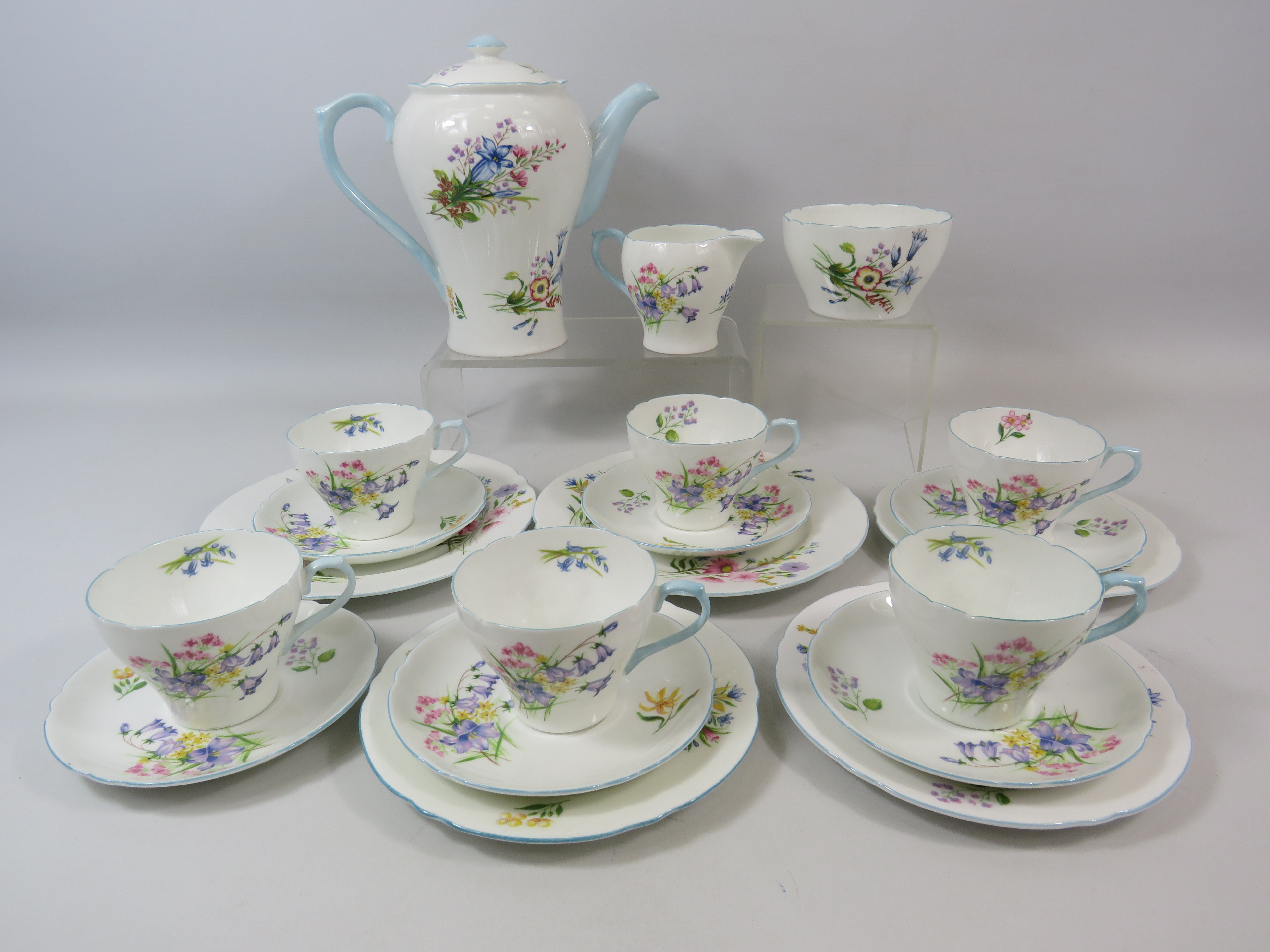 Shelley Blue floral coffee set 20 pieces in total. - Image 2 of 2