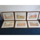 Six framed and mounted under glass ltd edition prints of Historic Newark, By James Barton. Each 22