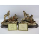 2 Country Artists wolf sculptures, Limited edition, Call of the Wild and First Ice of Winter. Both