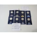 8 Uncirculated collectable 50p coins including The gruffalo, Wallace and Gromit The Snowman etc