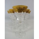 6 Gilt decorated wine glasses.