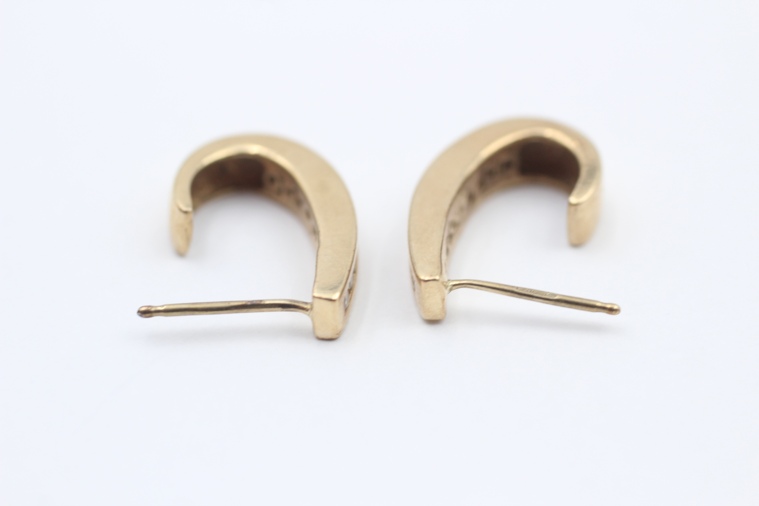 9ct Gold Diamond Half-Hoop Earrings - Image 3 of 4