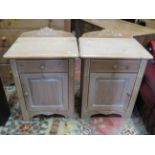 Pair of Solid pine bedside cabinets. Made in bleached weather effect pine with carved decorations..