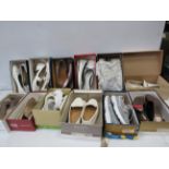 Selection of various used ladies shoes plus a pair of Sketchers which look to be new.