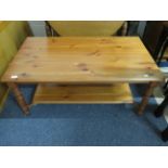 Mid Pine low table with shelf under. Good colour H:18 x W:42 x D:24 Inches. See photos. S2