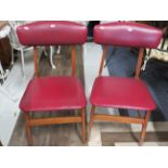 Two interesting mid 20th Century retro chairs with red leatherette coverings. See photos.