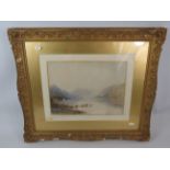 19th Century water colour of lochside Highland cattle. No signature visable. Framed and mounted unde