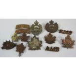 Selection of Canadian military Cap badges and Lapel badges.